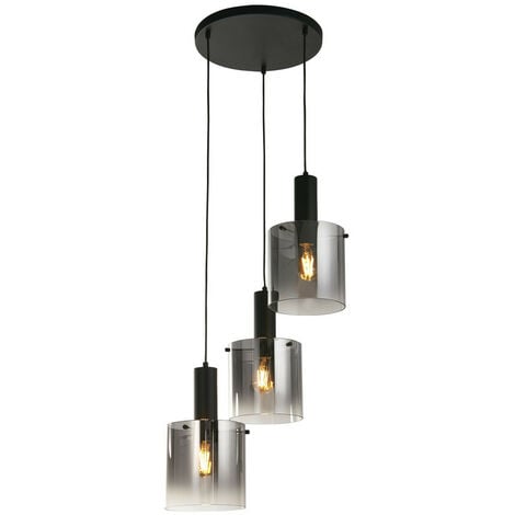 Searchlight Sweden 3 Light Multi Drop Pendant Black Smoked Glass