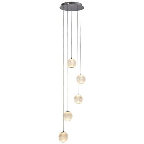 Searchlight Allure 5 Light Multi Drop Pendant Chrome Clear Acrylic