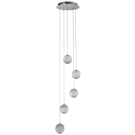 Searchlight Allure Light Multi Drop Pendant Chrome Clear Acrylic