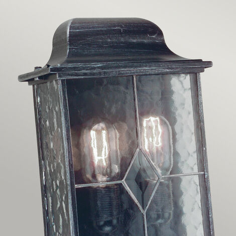 Elstead Wexford 2 Light Outdoor Wall Half Lantern Light Black Silver