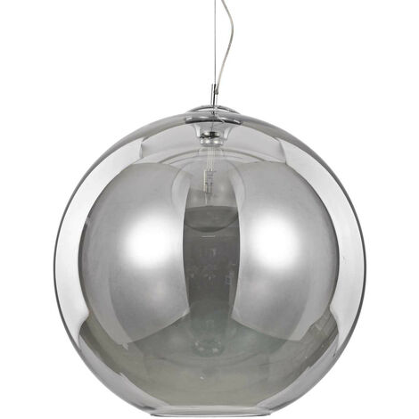 Ideal Lux Nemo 1 Light Large Dome Ceiling Pendant Grey Smokey E27