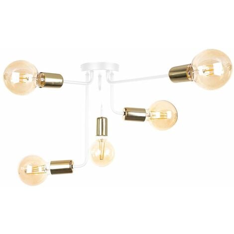 Keter Nixon Multi Arm Semi Flush Ceiling Light White Gold Cm X E