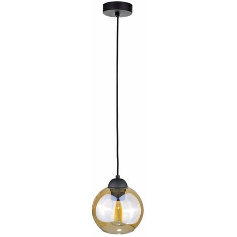 Keter Ambre Dome Pendant Ceiling Light Black 15cm 1x E27