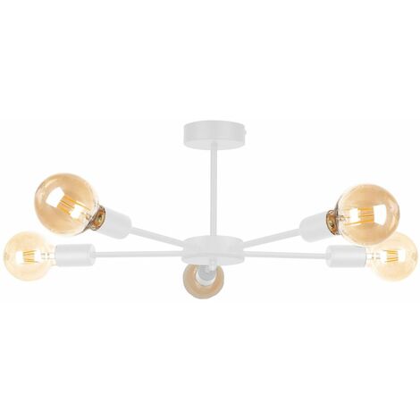 Keter Sun Multi Arm Semi Flush Ceiling Light White 48cm 5x E27