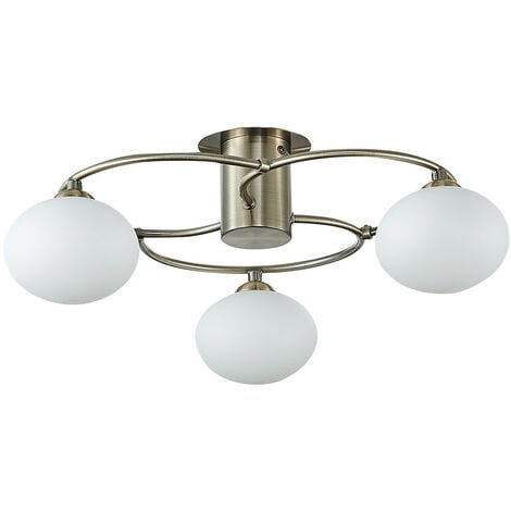 Spring Contemporary Multi Arm Semi Flush Ceiling Light Antique Brass