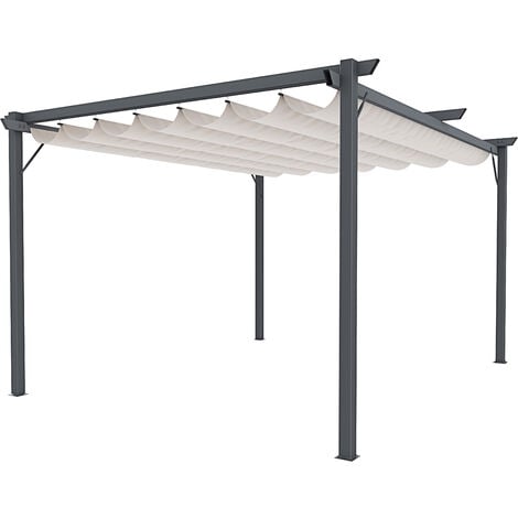 Gazebo Pergola X M Pergolato Con Telo Beige Impermeabile Retrattile