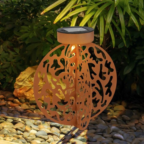 Sfera Solare Ruggine Lampada A Innesto Decorazione Da Giardino Luce