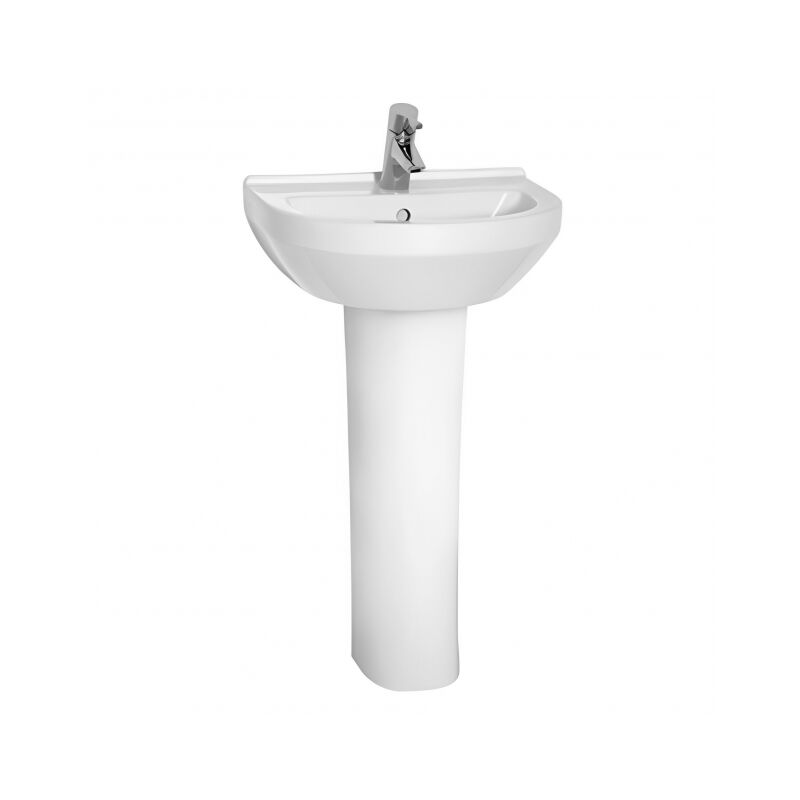 Kartell K Vit Style 1 Tap Hole Round Basin With Full Pedestal 550mm White