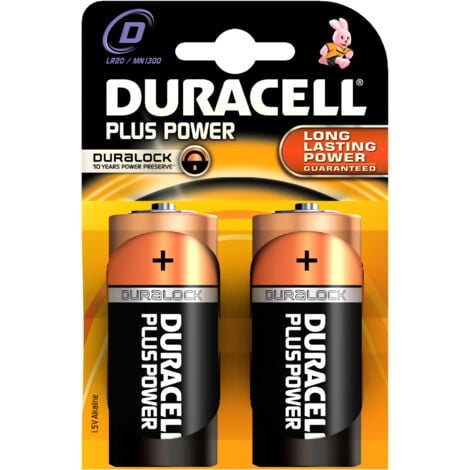 Cf 2 Pz Duracell Plus Pile Batterie Stilo Alcalina 1 5V MN1400 D Per Torcia