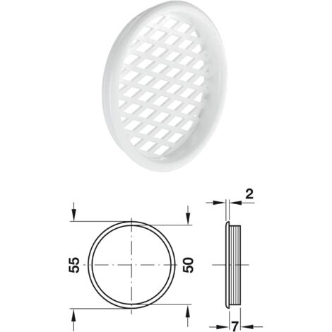 5x Grille de ventilation aération ronde en plastique diamètre