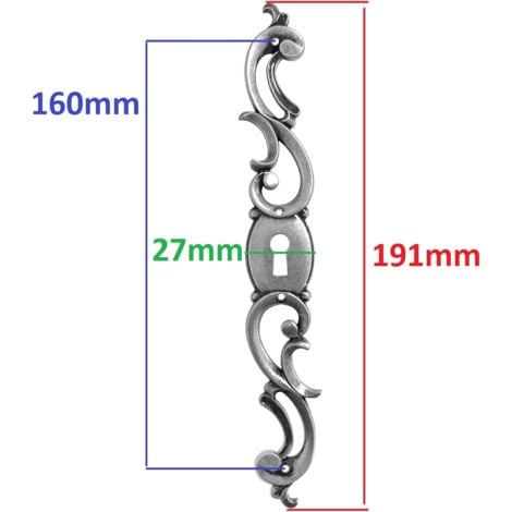 Entrée de clé coq main gauche argenté zamak 190mm vieux fer vintage