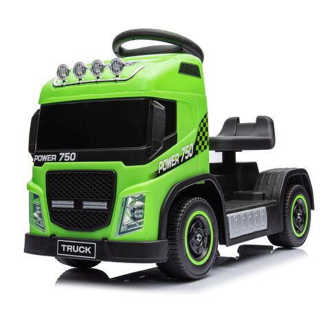 Camion Elettrico Per Bambini Truck Cavalcabile Verde Batteria V Luci