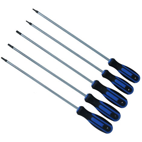 Set 5 Cacciaviti Lunghi 40 Cm Punta Torx Magnetica Manici Ergonomici FS