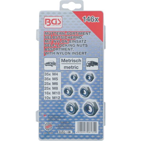 Bgs Technic Assortimento Dadi Esagonali Autobloccanti Pz