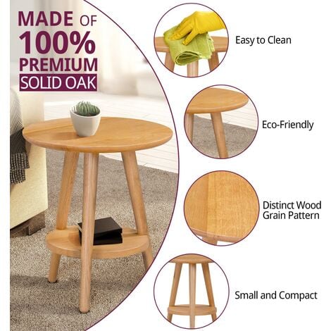 Hallowood Furniture Waverly Solid Oak Round Side Table Compact Wooden