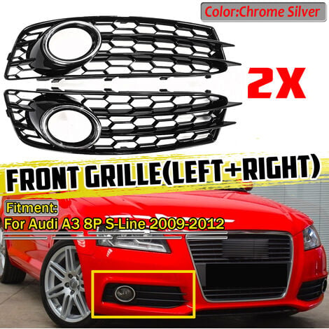 Pair Front Bumper Fog Light Grill Cover Trim Honeycomb For Audi A P