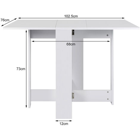 Table De Cuisine Pliable L X L X H Cm Panneaux Particules Blanc