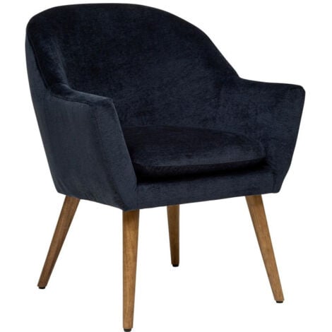 Fauteuil Scandinave En Velours Sinel 83cm Bleu Encre