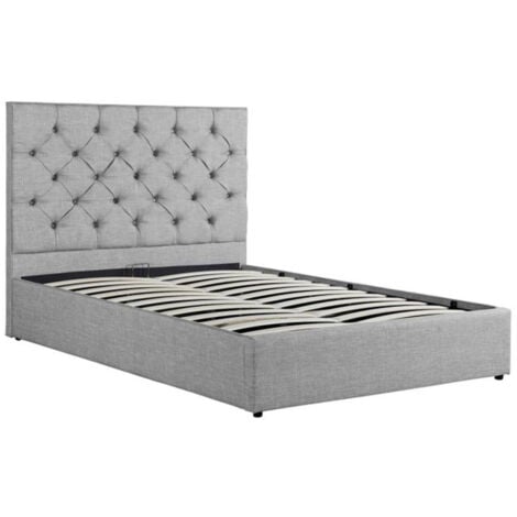 Lit Coffre Adulte En Tissu Tuvoa 160x200cm Gris