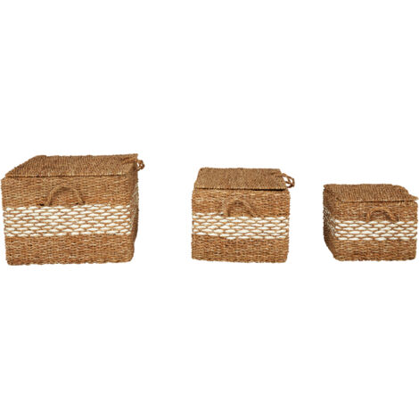 Premier Housewares Set Of Three Seagrass Baskets With Lids