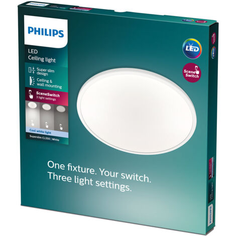 Philips Plafonnier Led Superslim Sceneswitch W Ambiances Rond