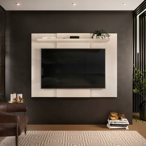 Wall Mounted TV Back Panel Grey Oak Living Room Floating Entertainment