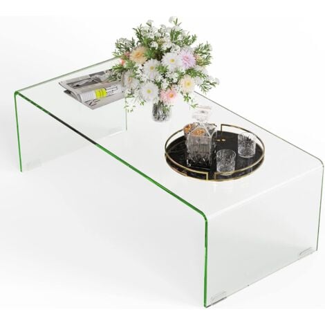 GOPLUS Table Basse Verre Trempé Table de Salon dAppoint Moderne