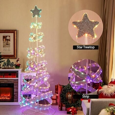 GOPLUS Sapin de Noël Lumineux 210CM Spirale pré illuminé Arbre