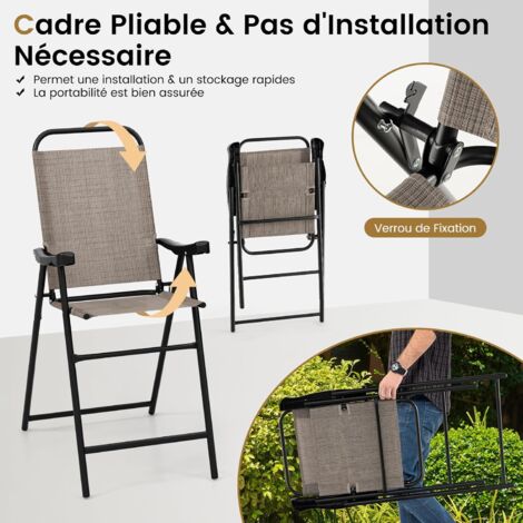 GOPLUS Lot De 2 Chaises De Jardin Pliantes 56X76X112CM Charge 150KG