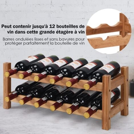 Goplus Casier Vin Avec Bouteilles Tag Re Vin En Bambou Armoire