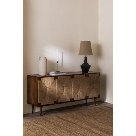 Sklum Evans Sideboard Aus Mangoholz Und Jute Braun Dark