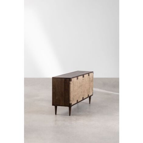 Sklum Evans Sideboard Aus Mangoholz Und Jute Braun Dark