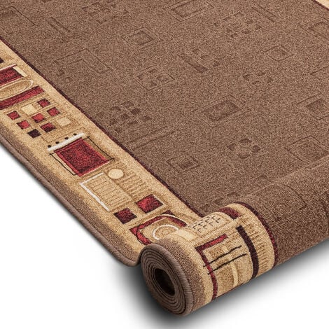 Alfombra de pasillo con refuerzo de goma JENA marrón 80cm brown 80x420 cm