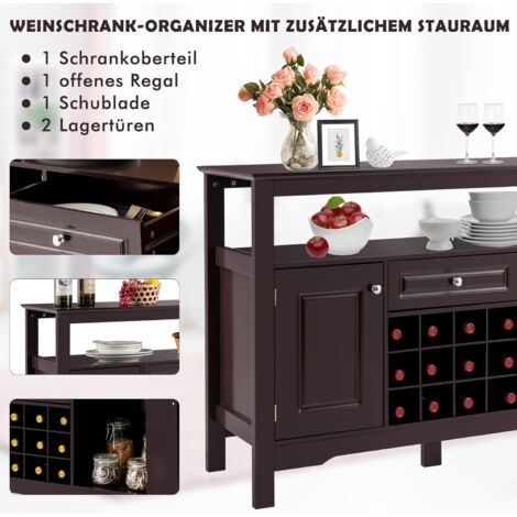 GOPLUS Sideboard mit Weinregal Küchenschrank mit Offenem Regal 1