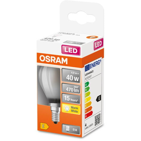 OSRAM Ampoule LED E14 Warm White 2700 K 4 W Remplacement Pour