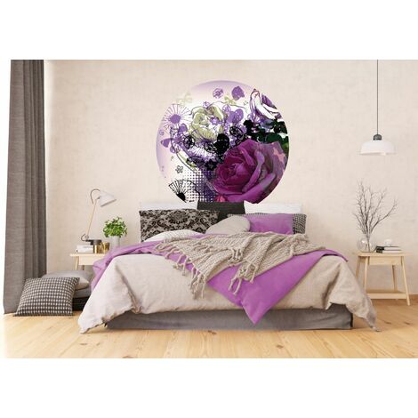 Papier Peint Panoramique Rond Adh Sif Fleurs Violet Et Rose Sanders