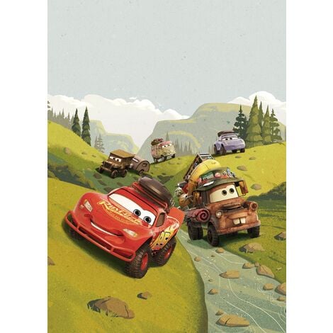 Papier Peint Panoramique Cars Vert Disney