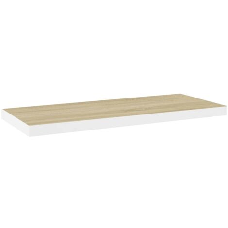 Schweberegale 2 Stk Eiche und Weiß 80x23 5x3 8 cm MDF