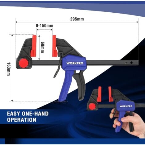 WORKPRO Jeu de Serre joints à une Main 2 Pièces en Acier et Nylon pour