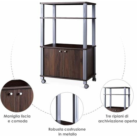 Goplus Scaffale Porta Forno A Microonde Carrello Con Ripiani E