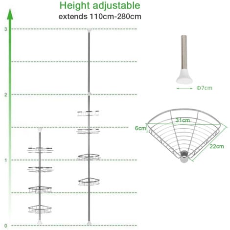 B Den Edelstahl Duschablage Duschecke Teleskopregal Eckregal Badregal