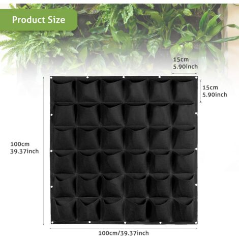 GROOFOO Sac à Plantes Mural 36 Poches Sac de Plantation Vertical Pot de