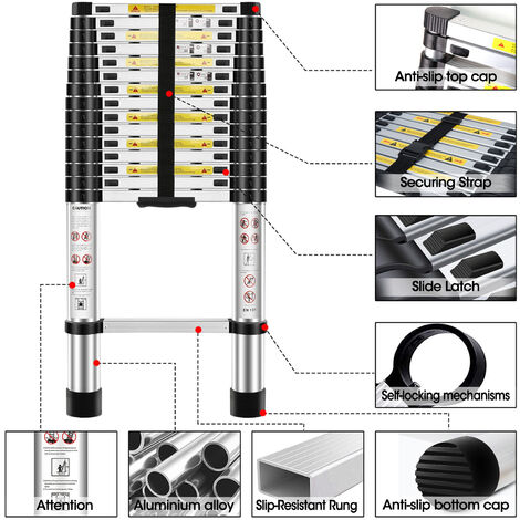 Escalera Telescópica 4 7M Multiusos de Extensión Telescópica AluMinio