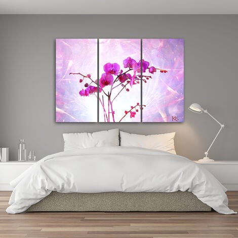 Quadro Su Tela 3 Paneli Orchidea Essenziale 60x40