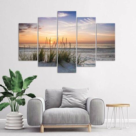 Quadro Su Tela Paneli Tramonto Sulla Spiaggia X