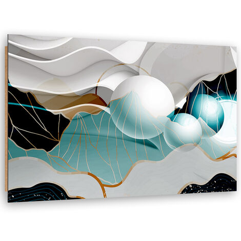 Quadro Deco Panel Astrazione Turchese Con Palline 3D 60x40