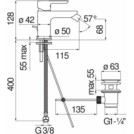 Mitigeur De Bidet Avec Vidage Nobili Abc Ab Cr Chrom