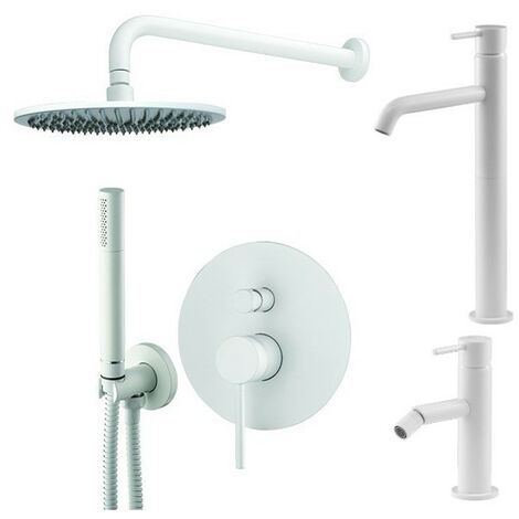 Ensemble Mitigeur Lavabo Haut Mitigeur Bidet Et Kit Douche En Blanc