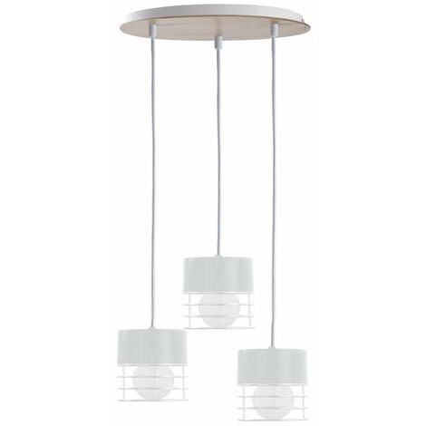 Keter Lighting 991 Casa Cluster Pendelleuchte Weiß Holz 32cm 3x E27