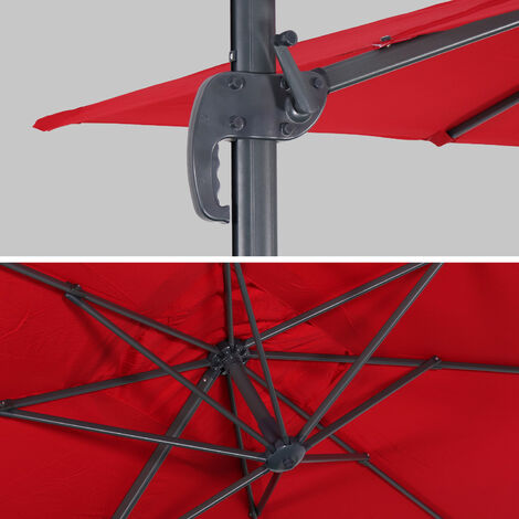 Sombrilla Parasol Excentrico Rectangular Rojo Antracita 2x3m Base